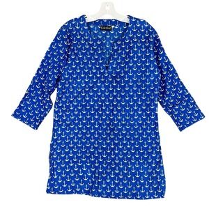 KikiSol Tunic Womens S Oversized Anchors Nautical Sailing Club Everyday Chic